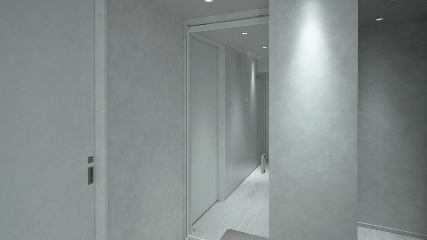 After - 玄関とLDKを繋ぐ扉はガラス扉に取り替えることでスタイリッシュさと開放感をプラス